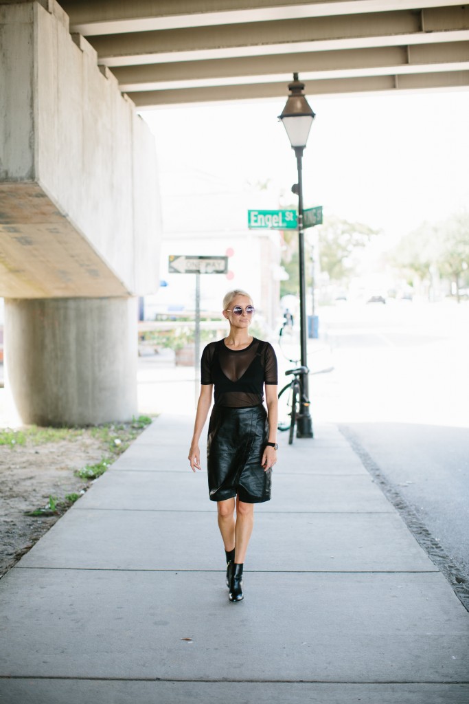Sheer Edge leather skirt ankle boots // Charleston Fashion Blogger Dannon, Almost Happening