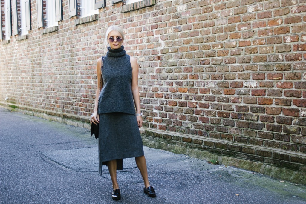 C/meo Collective from Fashion Bunker Charcoal Short Sleeve Jumper & Wrap Skirt // Charleston Blogger Dannon Almost Happening