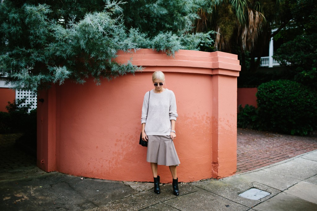 Witching Hour with Nordstrom Rack leather midi skirt, ankle boots and sweater Fall 2015 // Charleston Blogger Dannon Almost Happening