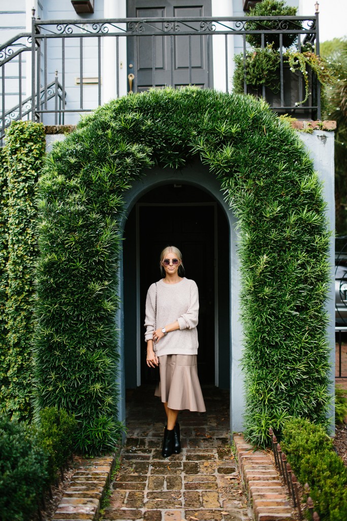 Witching Hour with Nordstrom Rack leather midi skirt, ankle boots and sweater Fall 2015 // Charleston Blogger Dannon Almost Happening