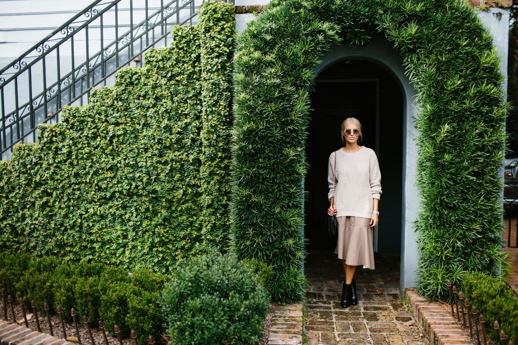 Witching Hour with Nordstrom Rack leather midi skirt, ankle boots and sweater Fall 2015 // Charleston Blogger Dannon Almost Happening