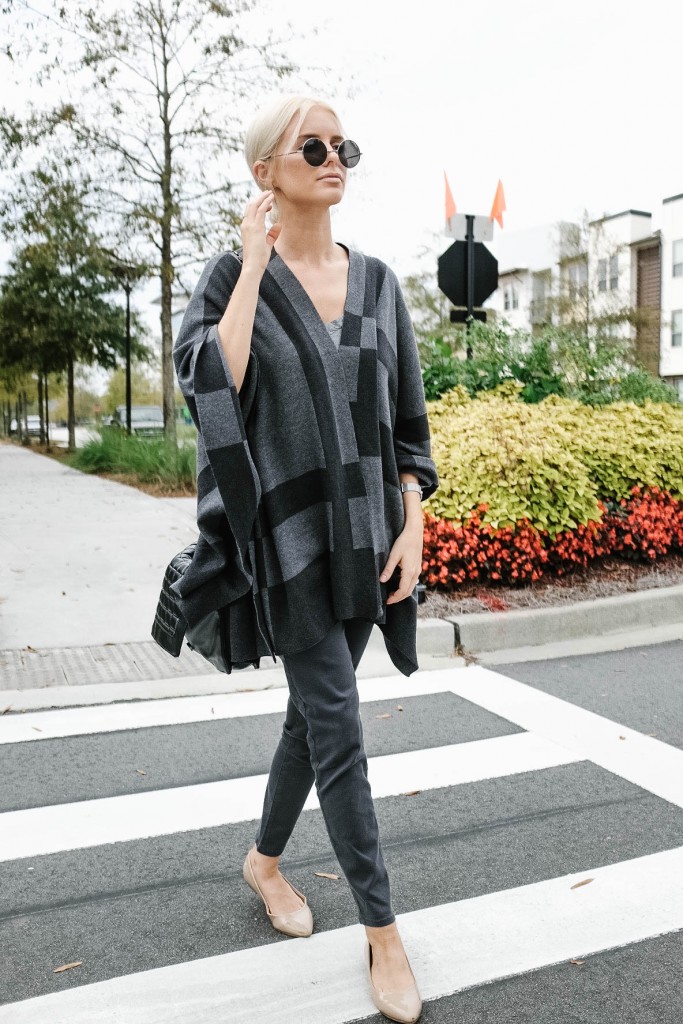 Wrapped in Grays J. McLaughlin Harrow Wrap in Plaid UnionBay Jeggings // Charleston Fashion Blogger Dannon Almost Happening