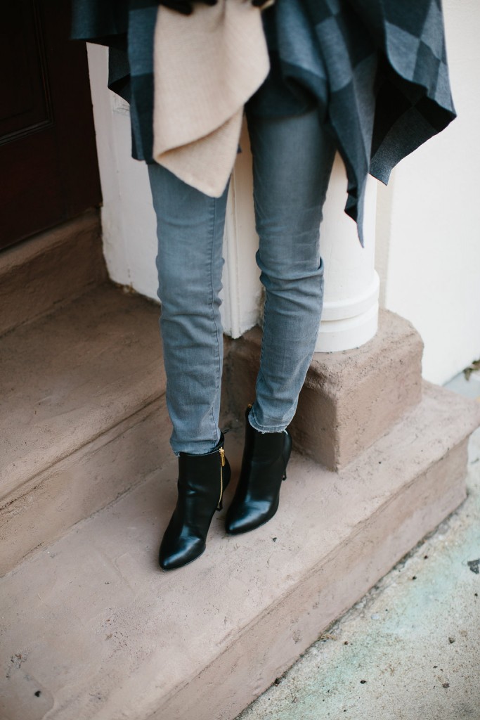 Bundled Up J. McClaughlin Plaid Poncho Madewell grey High Riser Jeans street style 2016 // Charleston Fashion Blogger Dannon Almost Happening