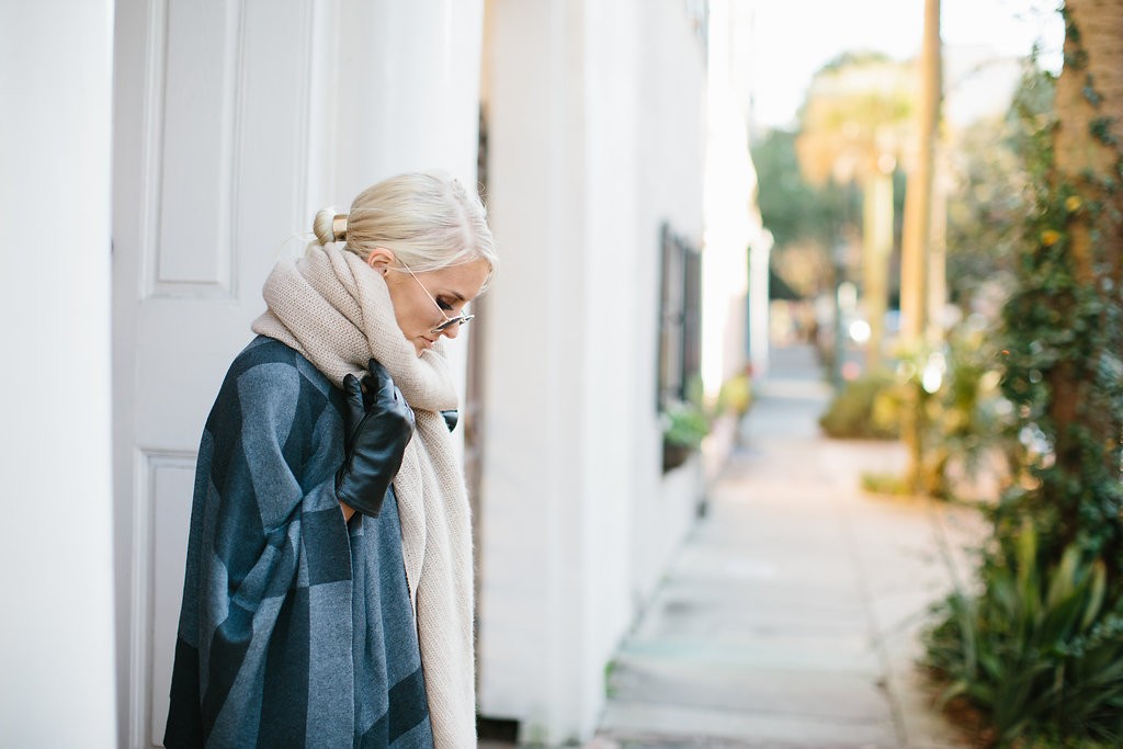 Bundled Up J. McClaughlin Plaid Poncho Madewell grey High Riser Jeans street style 2016 // Charleston Fashion Blogger Dannon Almost Happening