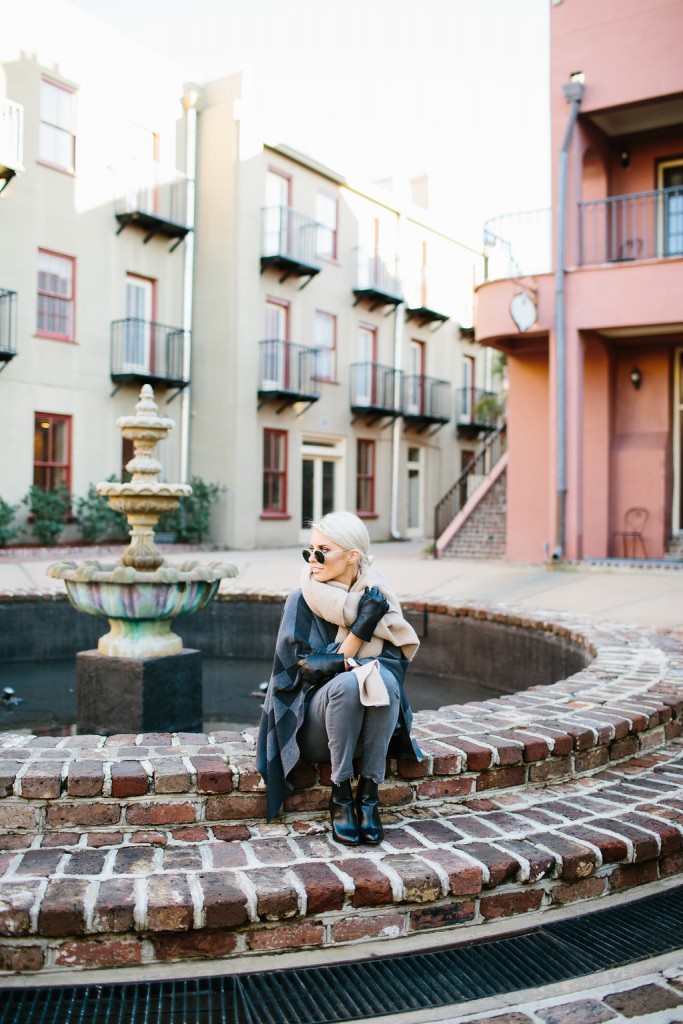 Bundled Up J. McClaughlin Plaid Poncho Madewell grey High Riser Jeans street style 2016 // Charleston Fashion Blogger Dannon Almost Happening