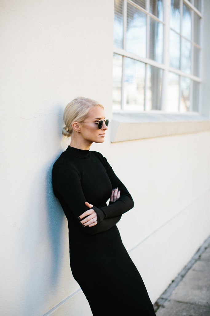 Posh black long sleeve turtleneck dress H&M suede thigh high boots // Charleston Fashion Blogger Dannon Almost Happening