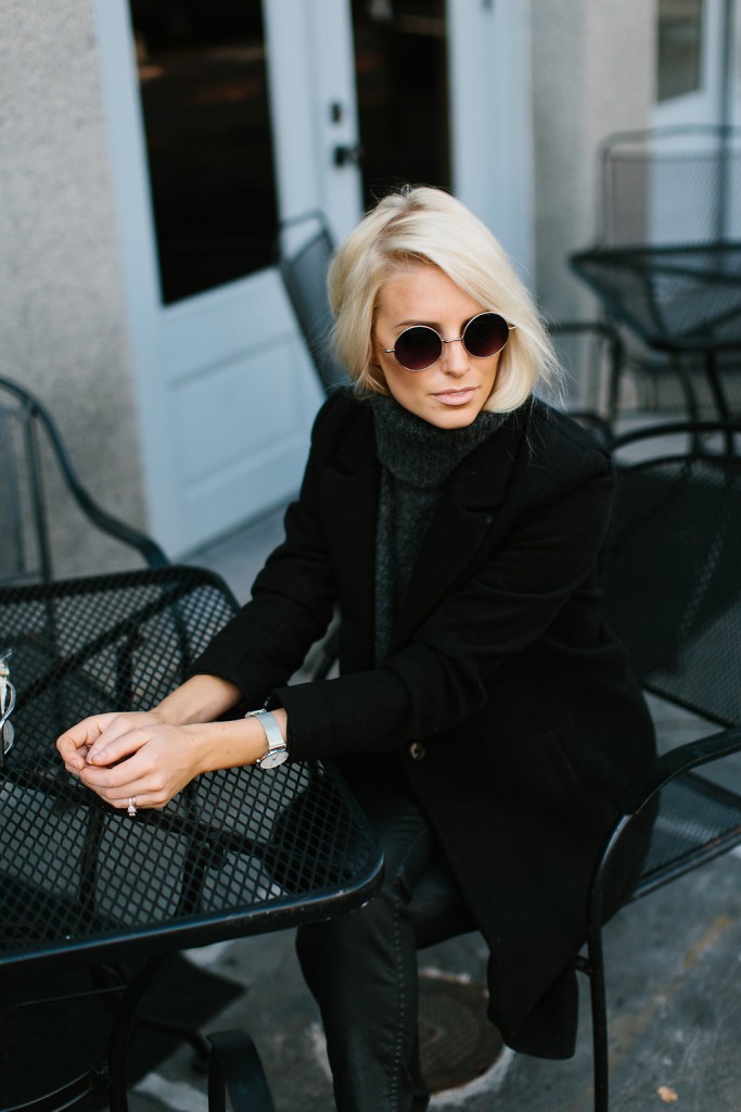 Layered in Charcoal Cmeo Collective Sleeveless Jumper Sweater Forever 21 Black Coat H&M leather pants D’orsay pointed flats  // Charleston Fashion Blogger Dannon Almost Happening