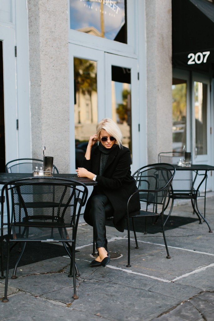 Layered in Charcoal Cmeo Collective Sleeveless Jumper Sweater Forever 21 Black Coat H&M leather pants D’orsay pointed flats  // Charleston Fashion Blogger Dannon Almost Happening