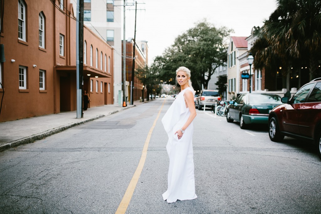 CFW Finale Charles Morgan Charleston Fashion Week 2016 Street style white ruffle dress trouser wide leg pants half up half down tousled hair kelli hoff // Charleston Fashion Blogger Dannon Almost Happening