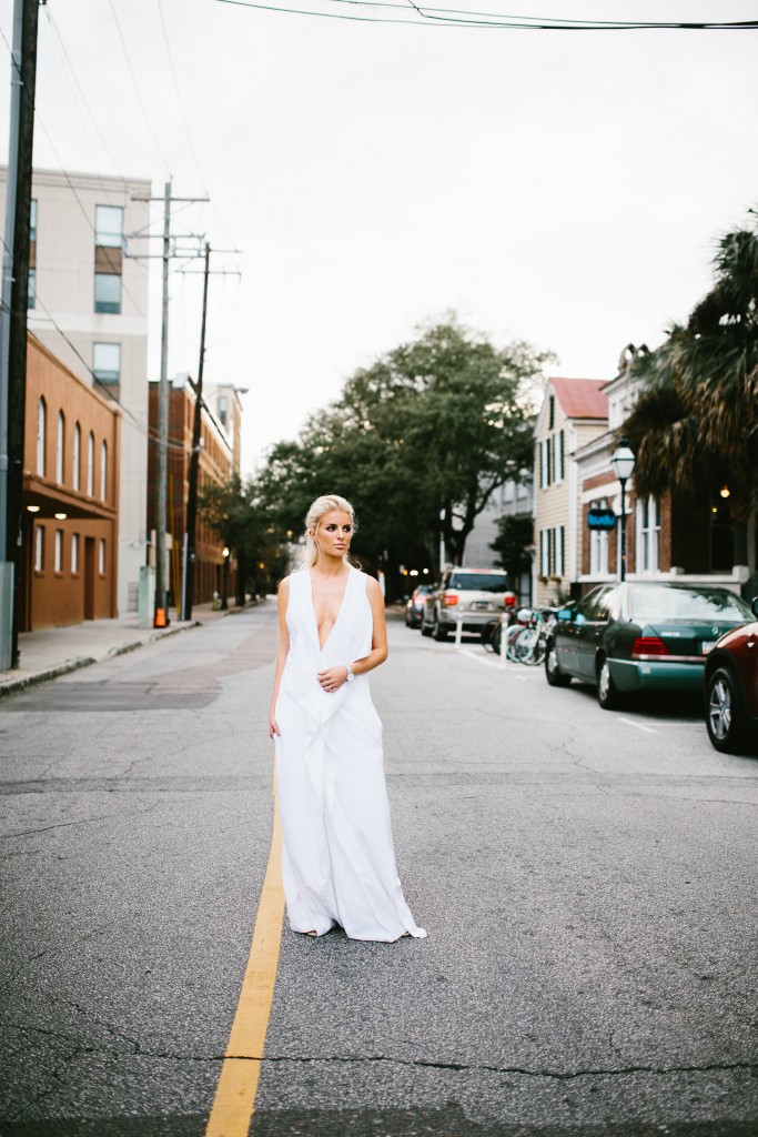 CFW Finale Charles Morgan Charleston Fashion Week 2016 Street style white ruffle dress trouser wide leg pants half up half down tousled hair kelli hoff // Charleston Fashion Blogger Dannon Almost Happening