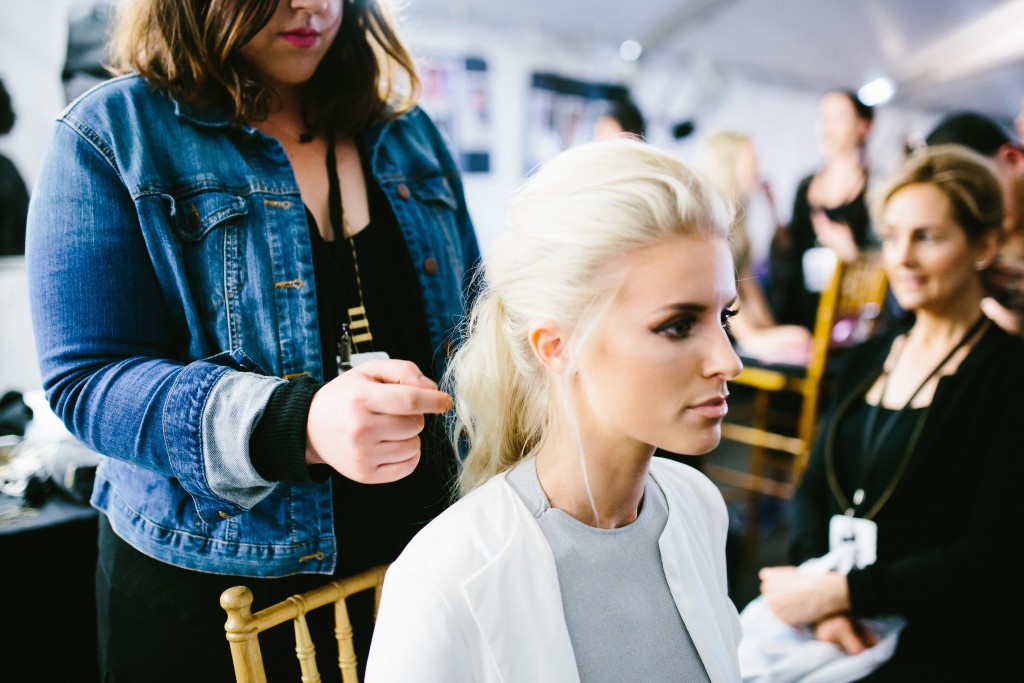 CFW Finale Charles Morgan Charleston Fashion Week 2016 Street style white ruffle dress trouser wide leg pants half up half down tousled hair kelli hoff // Charleston Fashion Blogger Dannon Almost Happening