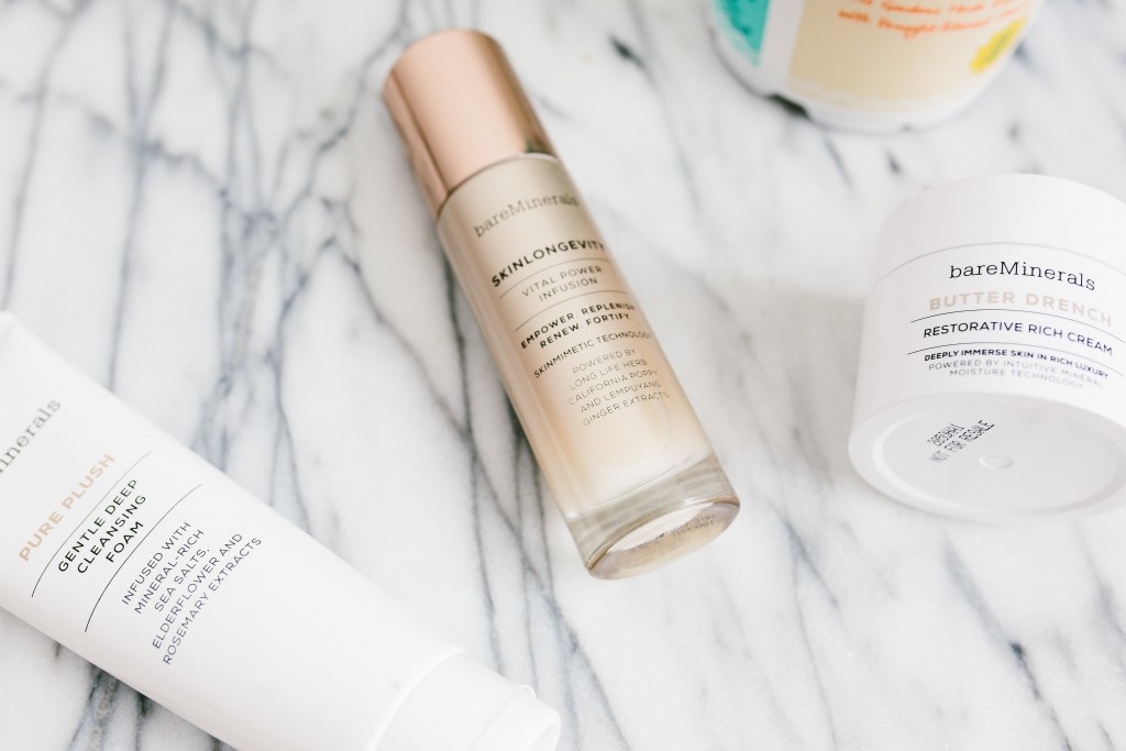 BareMinerals Skincare Review Skinlongevity serum pure plush cleanser butter drench moisturizer  // Charleston Fashion Blogger Dannon Almost Happening