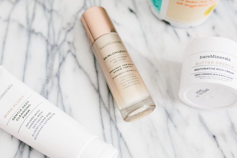 BareMinerals Skincare Review Skinlongevity serum pure plush cleanser butter drench moisturizer // Charleston Fashion Blogger Dannon Almost Happening