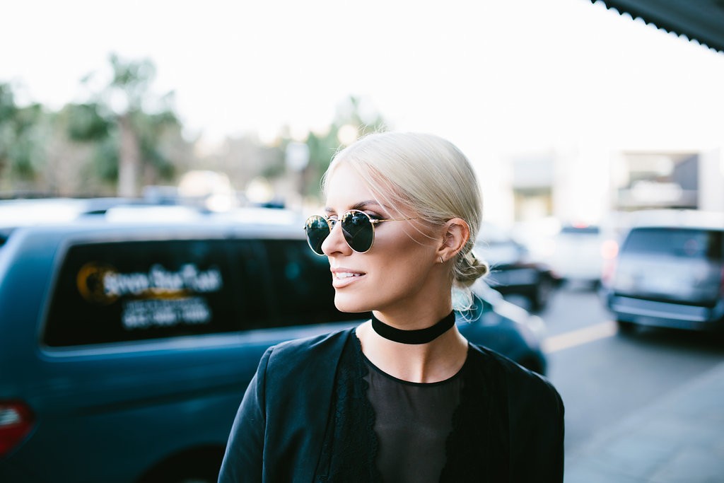 CFW Day 1 Charleston Fashion Week 2016 Street style Too Damn Expensive jacket + Harem pants H&M Black lace bodysuit Velvet Choker // Charleston Fashion Blogger Dannon Almost Happening