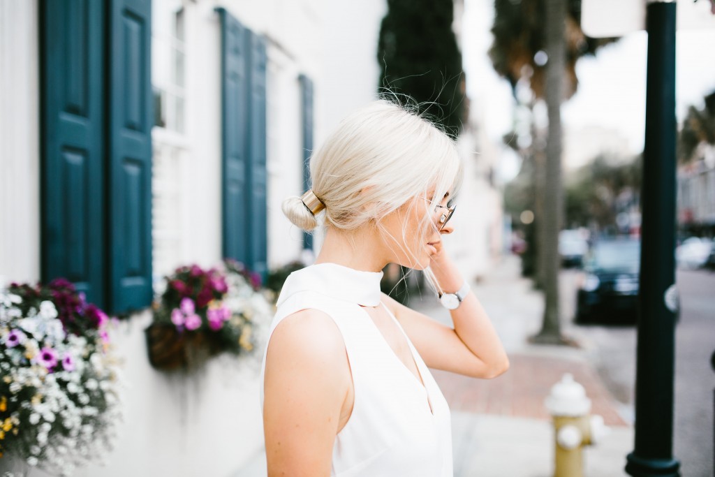 Spring Layers Forever 21 Mock-Neck cutout shift dress white keyhole collar cmeo collective wide leg high waist pants trousers camel Zara   // Charleston Fashion Blogger Dannon Almost Happening