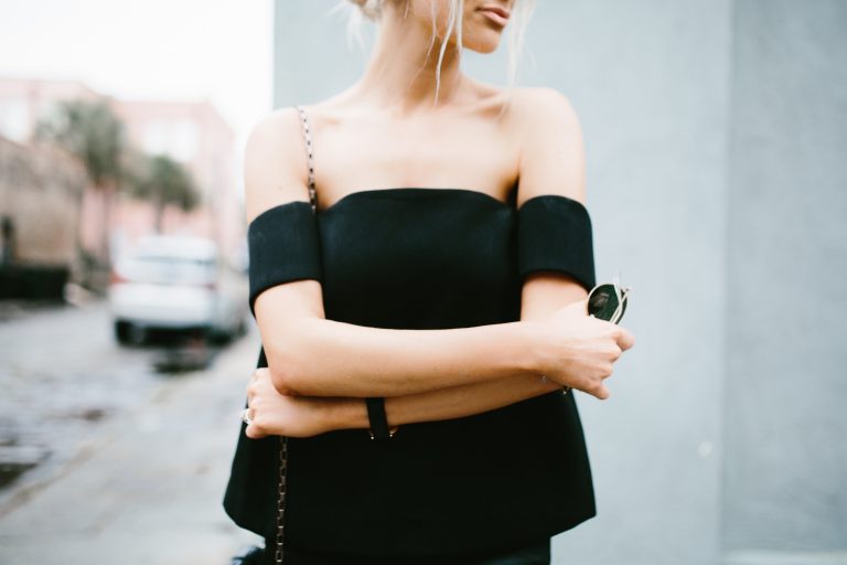 The Palisades Top Cmeo Collective Cameo The Label Black top-the-shoulder modern top leather H&M pants // Charleston Fashion Blogger Dannon Almost Happening