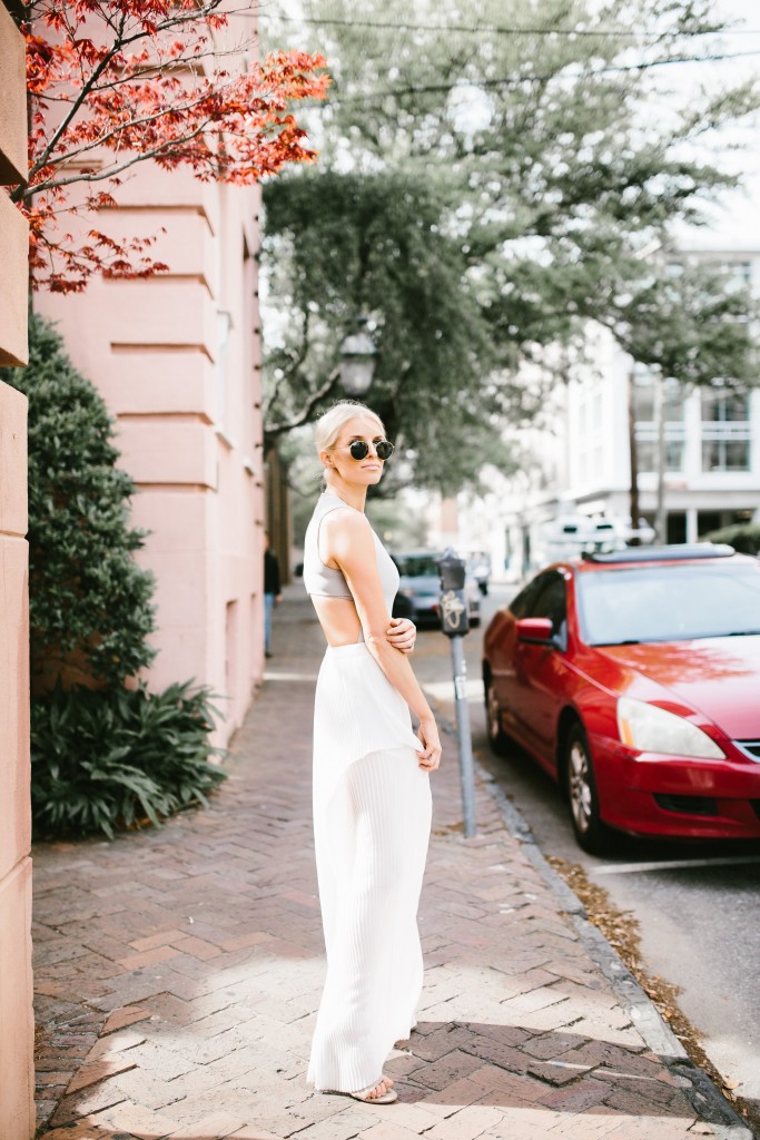 Tres Carmen ENDLESS ROSE CHIFFON PLEATED JUMPSUIT // Charleston Fashion Blogger Dannon Almost Happening