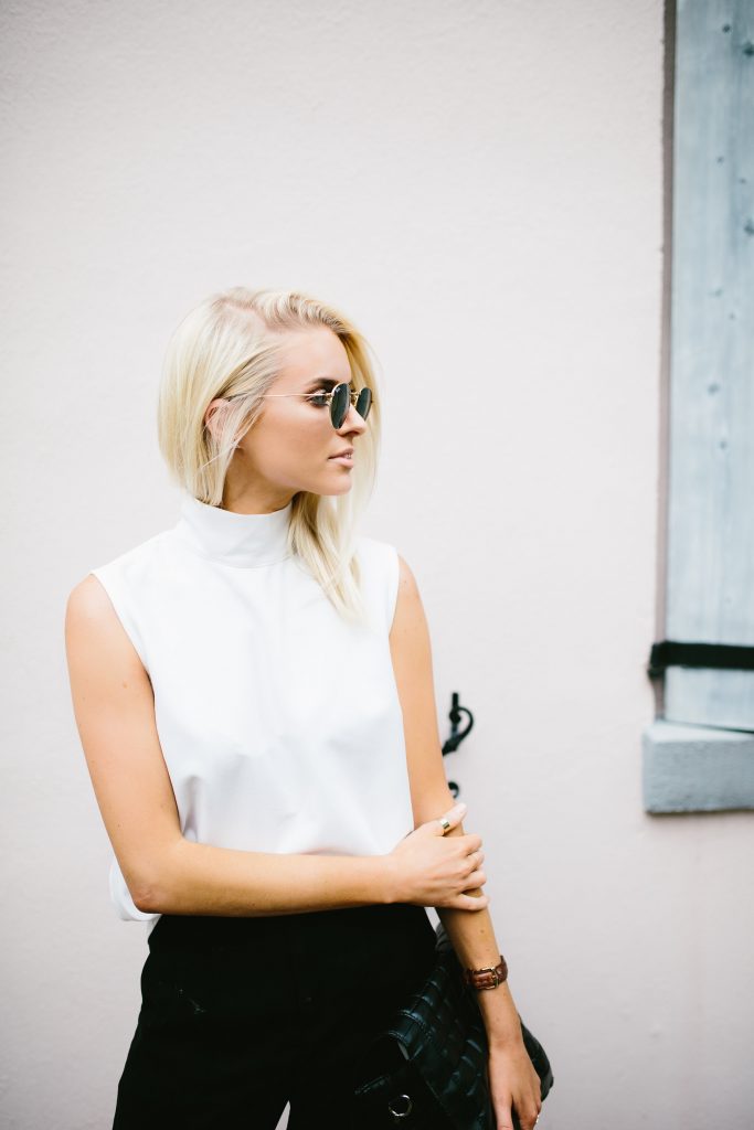 Boyish Asos high neck sleeveless turtleneck white high waist trousers slacks Forever 21 black patent leather oxfords // Charleston Fashion Blogger Dannon Almost Happening