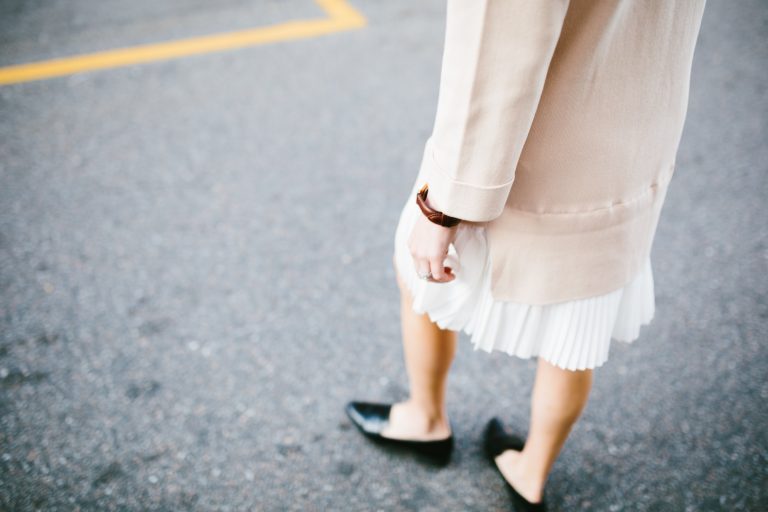school’s out degas sweater dress with pleated skirt Lamoda 101 blush white Spring 2016 street style // Charleston Fashion Blogger Dannon Almost Happening