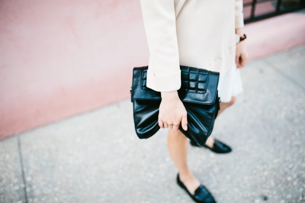school’s out degas sweater dress with pleated skirt Lamoda 101 blush white Spring 2016 street style // Charleston Fashion Blogger Dannon Almost Happening
