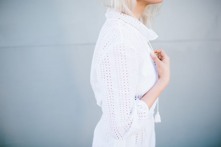 Everything But Water Rachel Zoe White Capsule Collection eyelet cover-up romper // Charleston Fashion Blogger Dannon Almost Happening