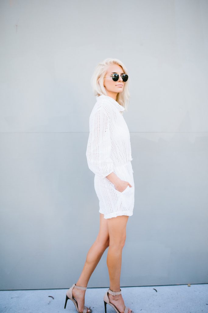 Everything But Water Rachel Zoe White Capsule Collection eyelet cover-up romper // Charleston Fashion Blogger Dannon Almost Happening 