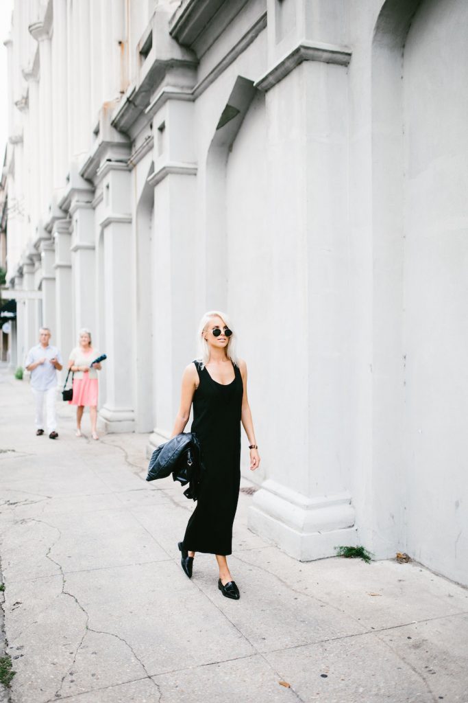 Midi Lengths and Loafers black dress v neck azalea sf boutique forever 21 pointed loafers // Charleston Fashion Blogger Dannon Almost Happening 