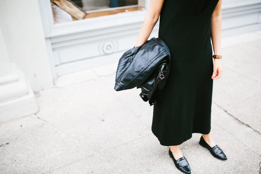 Midi Lengths and Loafers black dress v neck azalea sf boutique forever 21 pointed loafers // Charleston Fashion Blogger Dannon Almost Happening 