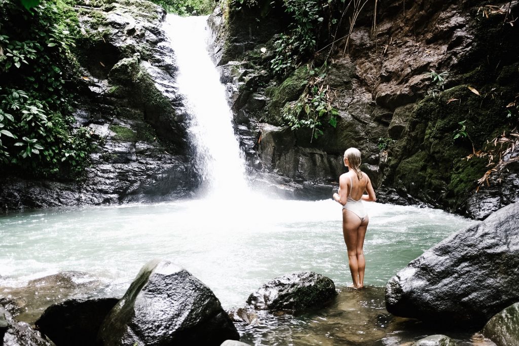 Costa Rica Featuring Kura Villas luxury modern boutique hotel infinity pool terrace H&M uvita quepos travel Charleston Fashion Blogger Dannon K. Collard Almost Happening myra swimsuit hendrix one piece lace up swimsuit swimwear nude blush waterfall catarata swimming pool watering hole 