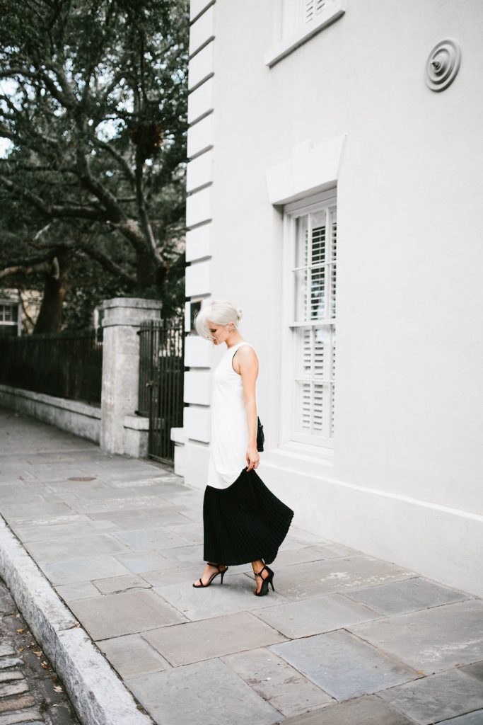 ASOS Clean Crepe Maxi Dress with Sheer Pleated Hem Street Style 2016 Summer Messy Bun // Charleston Fashion Blogger Dannon Almost Happening 