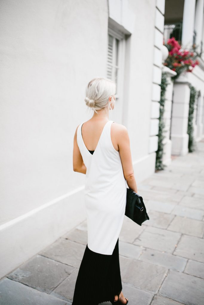 ASOS Clean Crepe Maxi Dress with Sheer Pleated Hem Street Style 2016 Summer Messy Bun // Charleston Fashion Blogger Dannon Almost Happening 