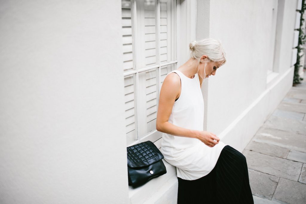ASOS Clean Crepe Maxi Dress with Sheer Pleated Hem Street Style 2016 Summer Messy Bun // Charleston Fashion Blogger Dannon Almost Happening 