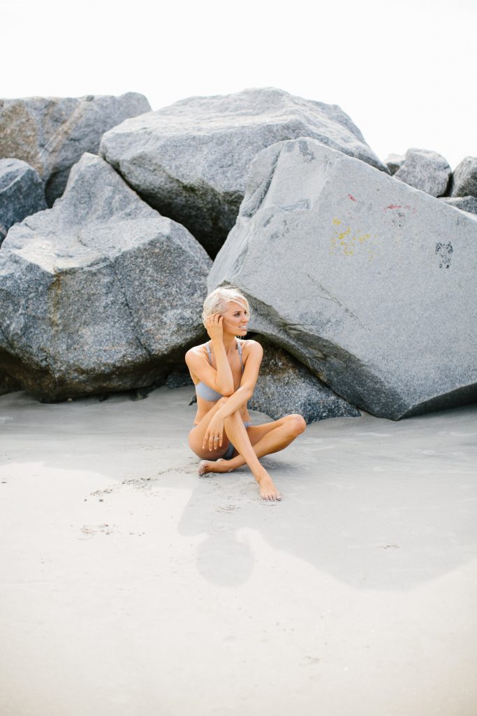 Billabong it’s all about the details swimsuit bikini grey folly beach washout charleston sc 2016 Summer Messy Bun // Charleston Fashion Blogger Dannon Almost Happening 