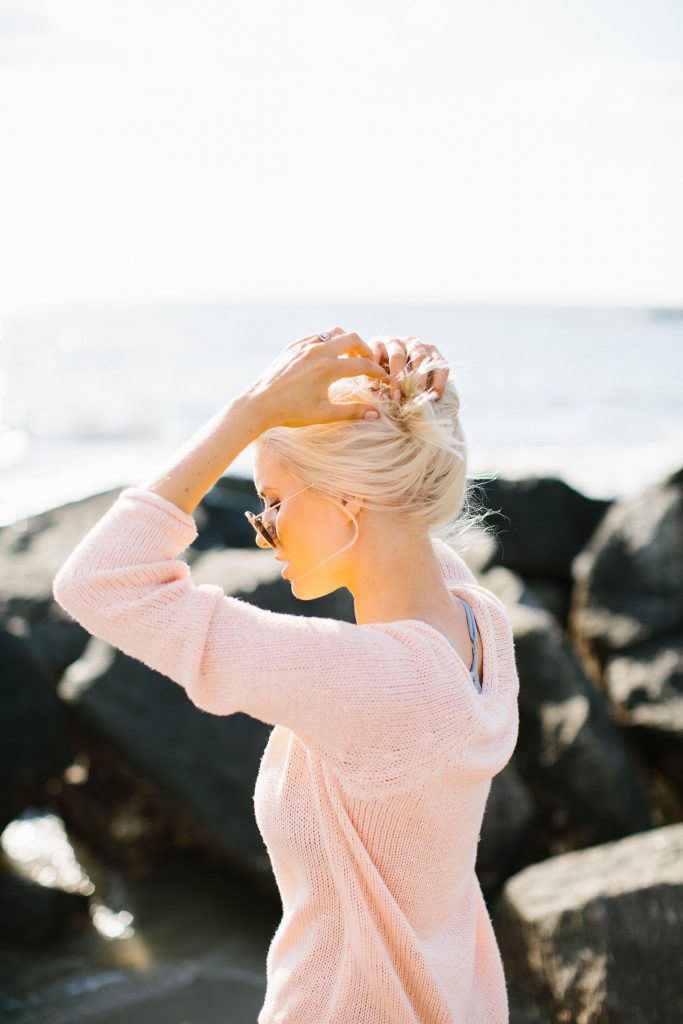 Billabong it’s all about the details swimsuit bikini grey folly beach washout charleston sc 2016 Summer Messy Bun // Charleston Fashion Blogger Dannon Almost Happening 
