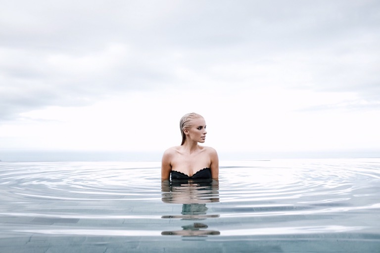 Costa Rica Featuring Kura Villas luxury modern boutique hotel infinity pool marysia swimsuit swimwear black scalloped bikini H&M uvita quepos travel Charleston Fashion Blogger Dannon K. Collard Almost Happening