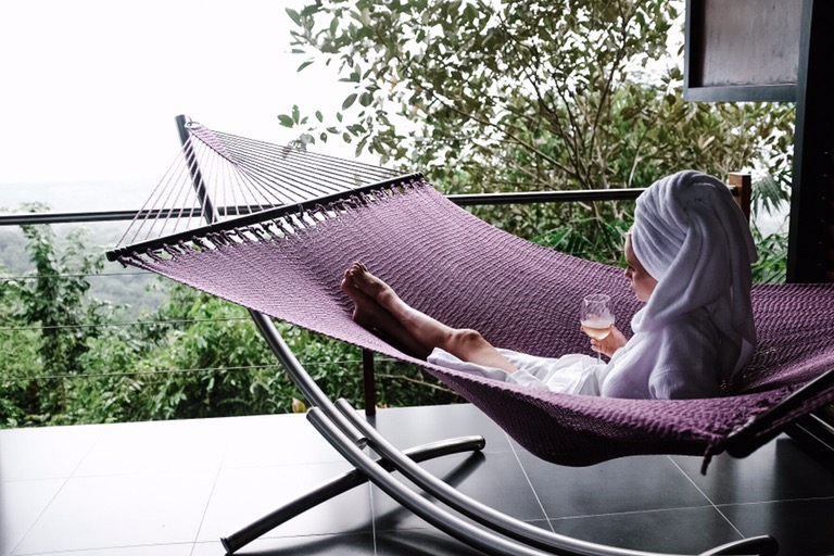 Costa Rica Featuring Kura Villas luxury modern boutique hotel infinity pool terrace H&M uvita quepos travel Charleston Fashion Blogger Dannon K. Collard Almost Happening hammock