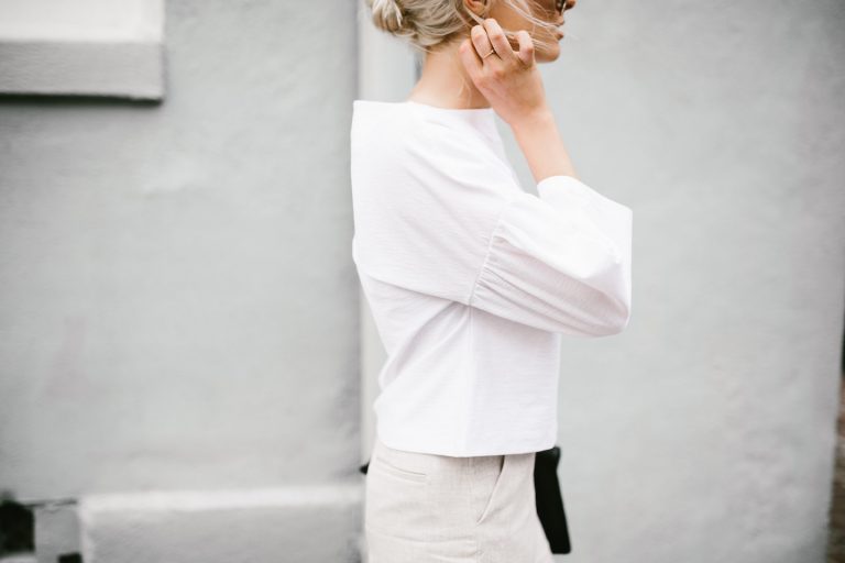 Bell Sleeves H&M ruffle boatneck top James Jeans Trouser High waist shorts Summer Street Style 2016 // Charleston Fashion Blogger Dannon Almost Happening