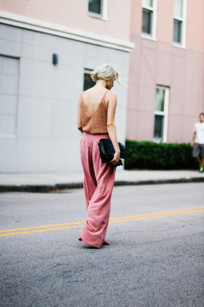 Summer Apricots Bella Luxx Tape Yarn Knit Tank Top Elizabeth and James Zoe Pants // Charleston Fashion Blogger Dannon Almost Happening 