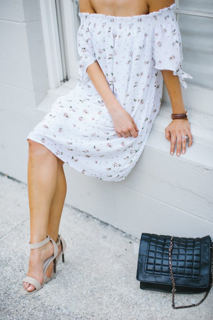 Floral Dress Azalea SF boutique ankle strap eels downtown Summer Street Style 2016 // Charleston Fashion Blogger Dannon Almost Happening 