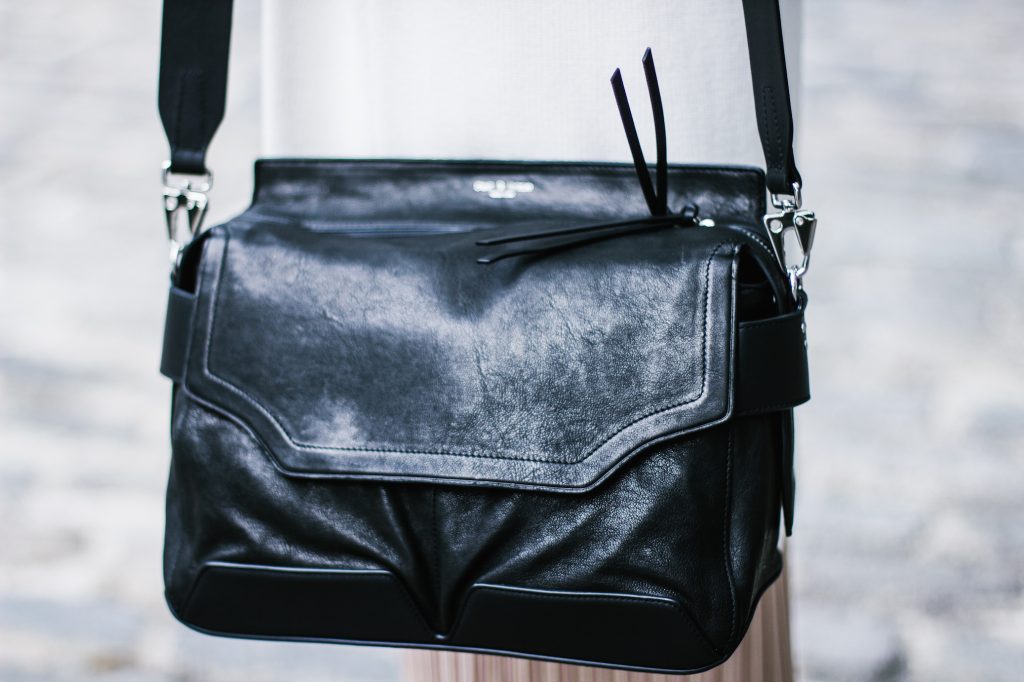 Rag & Bone Pilot Satchel oversized sweater metallic pleated skirt pointed nude patent leather flats street style fall autumn trends 2016 // Charleston Fashion Blogger Dannon Almost Happening 