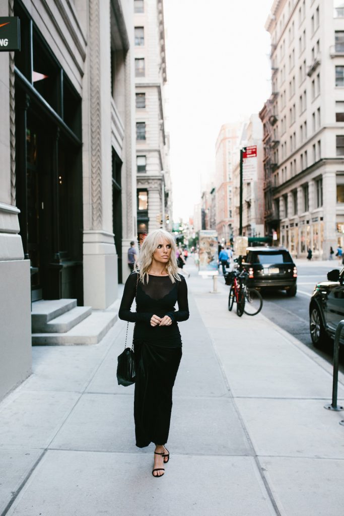 Sheer and Silk H&M Studio AW16 Collection New York Fashion Week NYFW Manhattan pleated satin skirt long sleeve top street style fall autumn trends 2016 // Charleston Fashion Blogger Dannon Almost Happening 