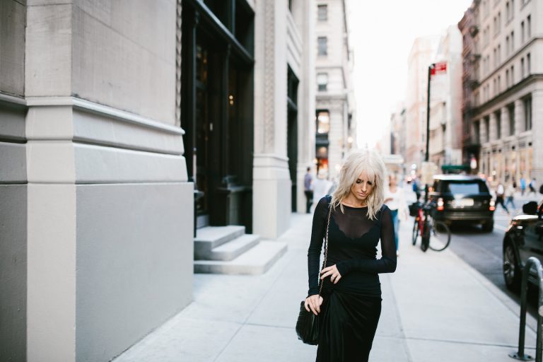 Sheer and Silk H&M Studio AW16 Collection New York Fashion Week NYFW Manhattan pleated satin skirt long sleeve top street style fall autumn trends 2016 // Charleston Fashion Blogger Dannon Almost Happening