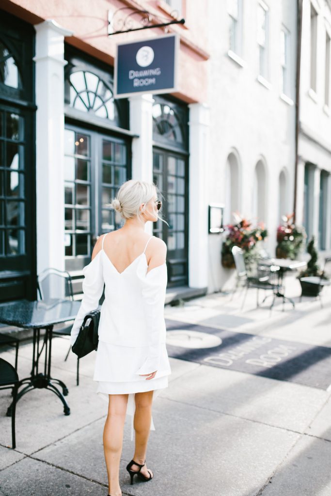 Cold Shoulder Cmeo Collective white top paradise awaits skirt blogger street style Summer 2016 // Charleston Fashion Blogger Dannon Almost Happening 