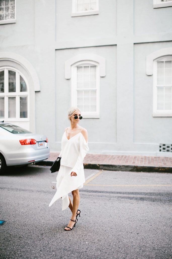 Cold Shoulder Cmeo Collective white top paradise awaits skirt blogger street style Summer 2016 // Charleston Fashion Blogger Dannon Almost Happening 