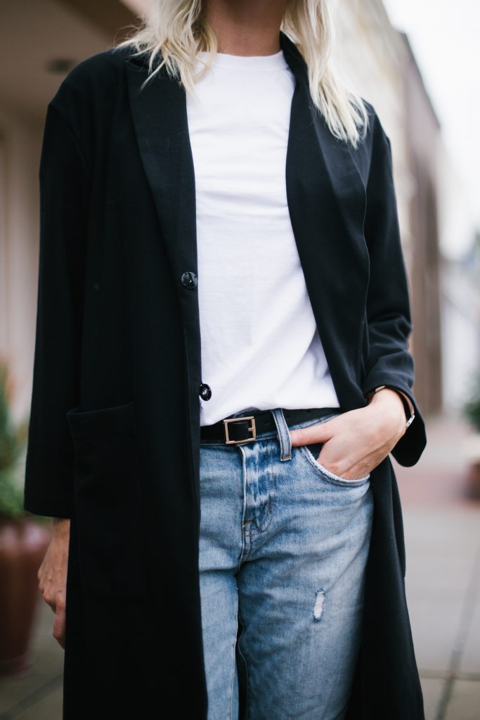 90’s Throwback denim mom jeans white t shirt ankle boots street style fall autumn trends 2016 // Charleston Fashion Blogger Dannon Almost Happening 