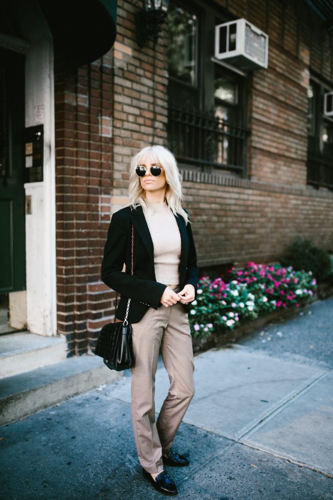 NYC Strolls ribbed sleeveless turtleneck plaid trousers loafers 90’s street style fall autumn trends 2016 // Charleston Fashion Blogger Dannon Almost Happening 