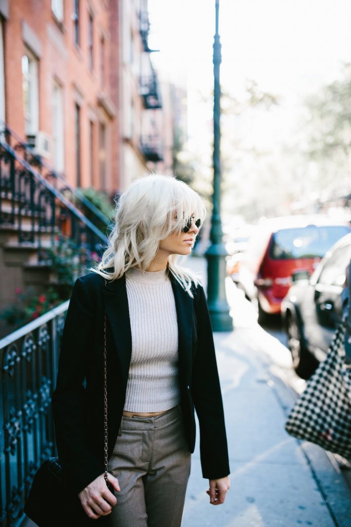 NYC Strolls ribbed sleeveless turtleneck plaid trousers loafers 90’s street style fall autumn trends 2016 // Charleston Fashion Blogger Dannon Almost Happening 