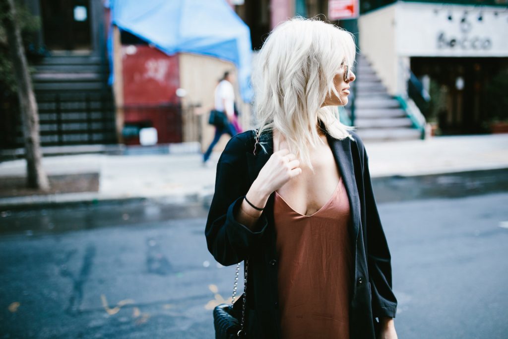 Rusty rust satin dress oversized coat mules street style New York Fashion Week NYFW Manhattan fall autumn trends 2016 // Charleston Fashion Blogger Dannon Almost Happening 
