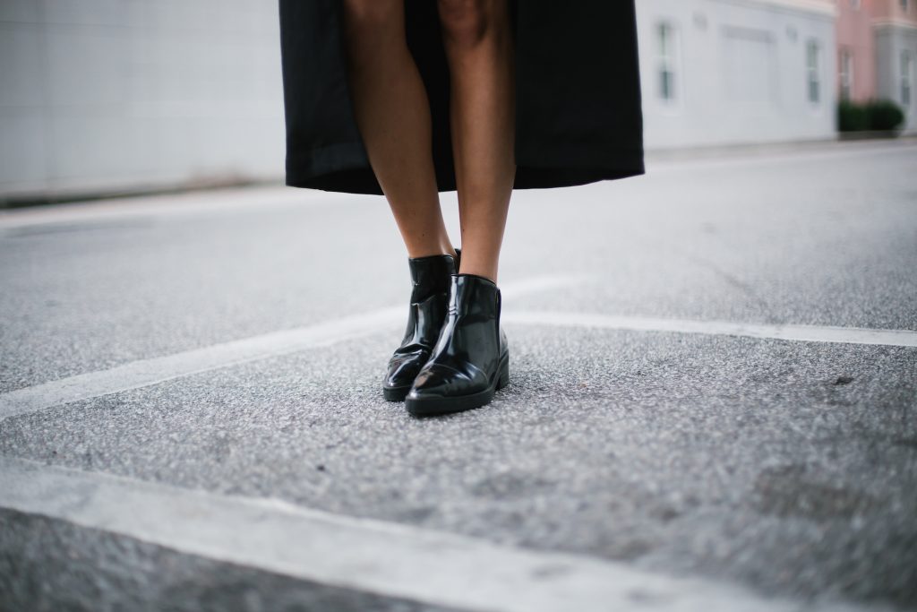 Fall Suedes oversized white mock neck sweater suede mini skirt black coat patent leather ankle boots street style fall autumn trends 2016 // Charleston Fashion Blogger Dannon Almost Happening 