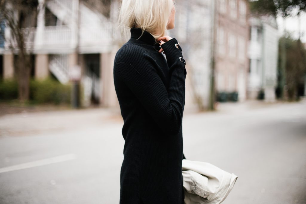 Asymmetrical knit black skirt chic wish turtleneck sweater david lerner ny minimalist blogger winter street style  // Charleston Fashion Blogger Dannon Almost Happening  